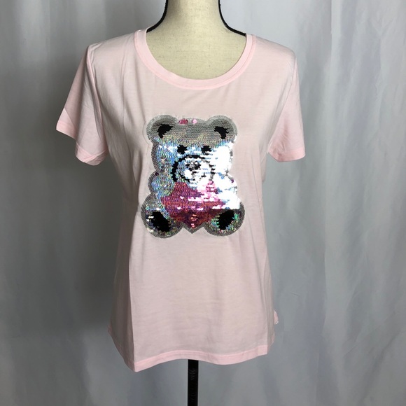 Light Pink Teddy Bear Embroidered T-Shirt NWT - Picture 2 of 4